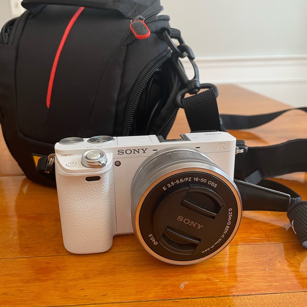Sony Alpha a6000 White Mirrorless Camera with 16-50mm OSS Lens and Accessories